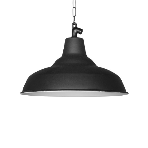 COLGANTE 1 LUZ 45CM SIN REJA INTERIOR BLANCO EXTERIOR NEGRO